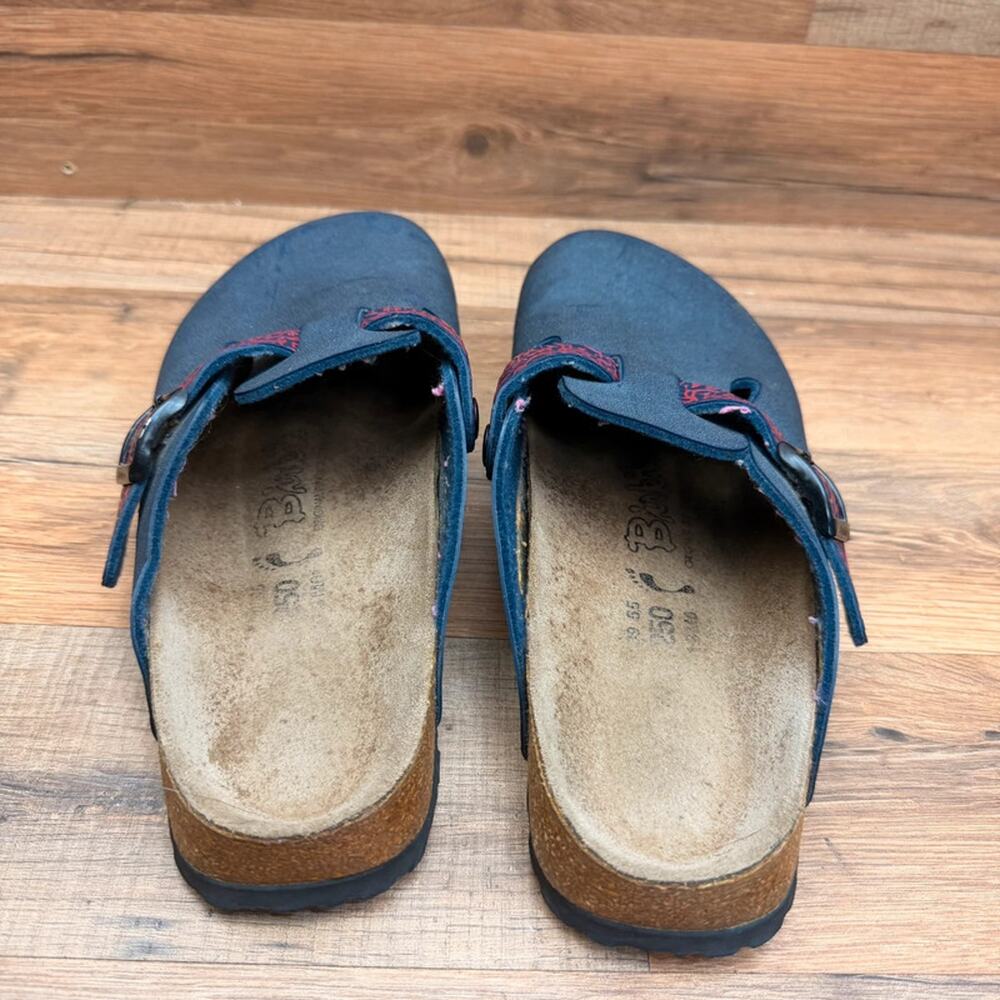 Birkenstock Birki’s size L8 39 Buckle Navy Blue leather crogs shoes - Picture 5 of 8